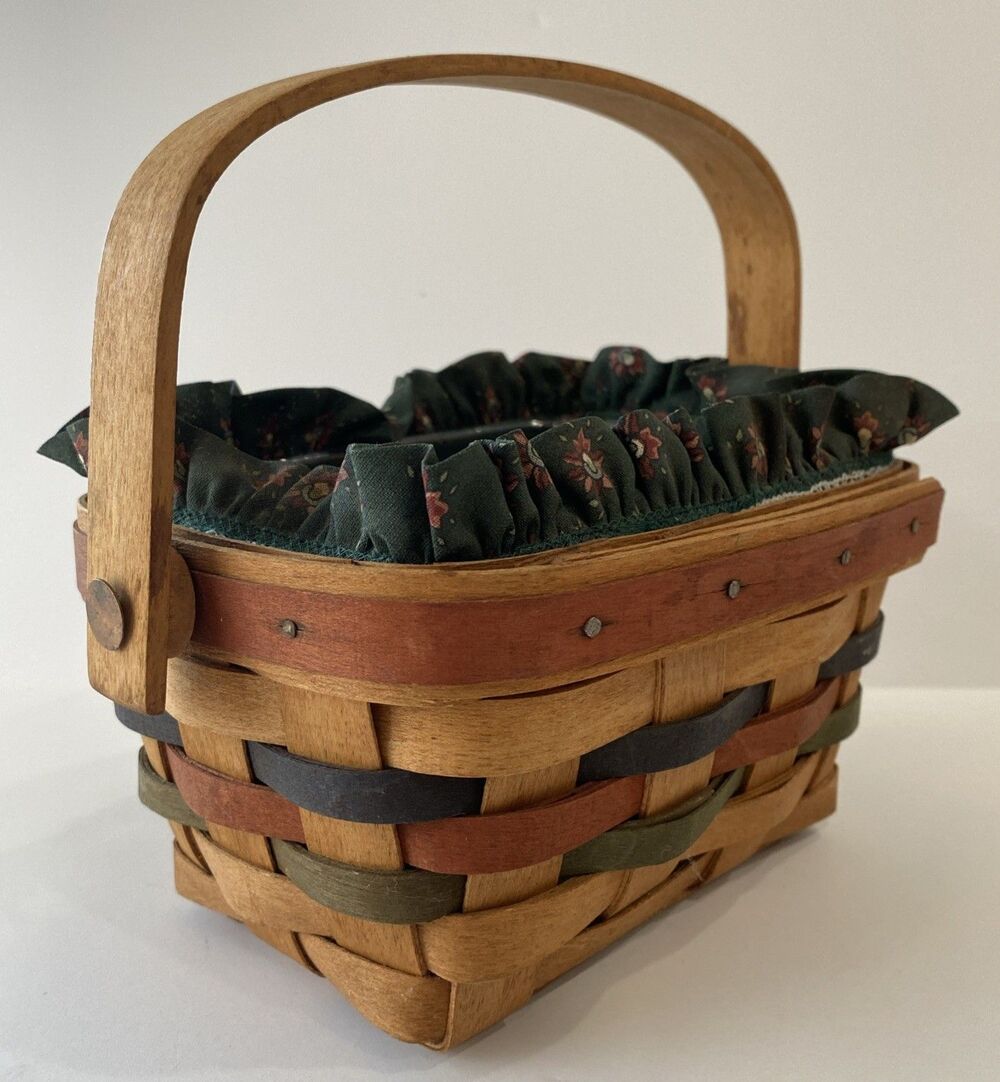 Longaberger Basket 1991 Shades of Autumn Acorn Liner Protector Swing Handle - Picture 5 of 13